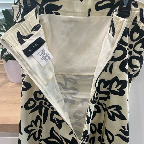 Vintage Y2K B. Smart Black and Cream Floral Strapless A-Line Dress size 11/12π - Picture 6 of 13